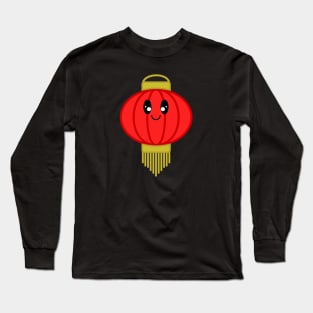 Cute Paper Lantern in Black Background Long Sleeve T-Shirt